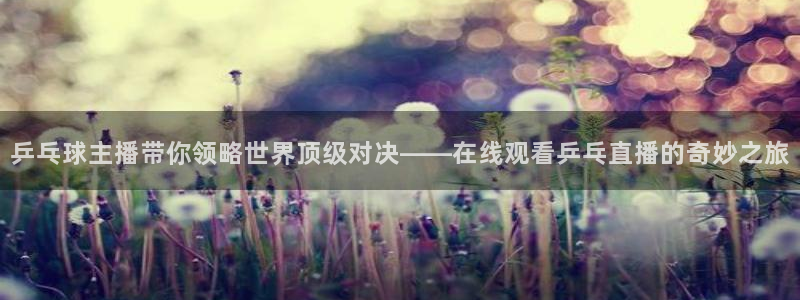 足球比赛绿茵直播：乒乓球主播带你领略世界顶级对决——在线观看乒乓直播的奇妙之旅